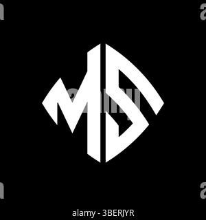 MS Logo initial monogram with geometric modern rectangle rounded style design in isolated background, minimalist geometric shape style logo. Stock Vector