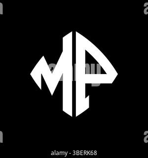 MP Logo initial monogram with geometric modern rectangle rounded style design in isolated background, minimalist geometric shape style logo. Stock Vector