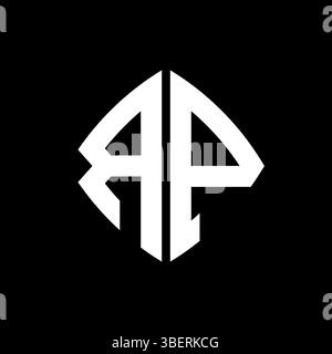 RP Logo initial monogram with geometric modern rectangle rounded style design in isolated background, minimalist geometric shape style logo. Stock Vector