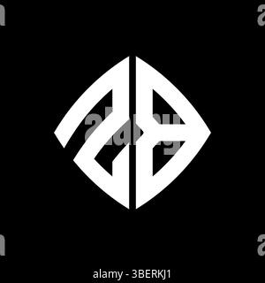 ZB Logo initial monogram with geometric modern rectangle rounded style design in isolated background, minimalist geometric shape style logo. Stock Vector