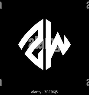 ZW Logo initial monogram with geometric modern rectangle rounded style design in isolated background, minimalist geometric shape style logo. Stock Vector