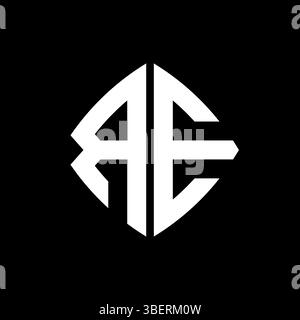 RE Logo initial monogram with geometric modern rectangle rounded style design in isolated background, minimalist geometric shape style logo. Stock Vector
