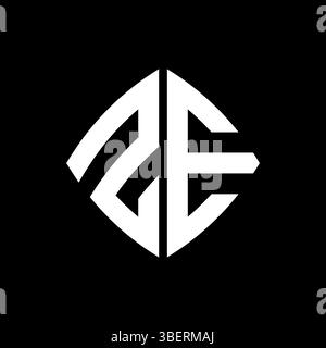 ZE Logo initial monogram with geometric modern rectangle rounded style design in isolated background, minimalist geometric shape style logo. Stock Vector