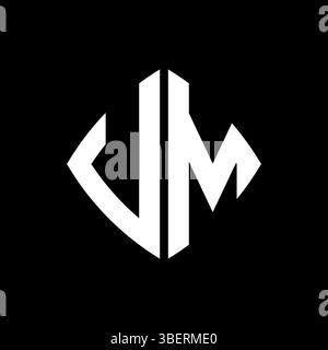 VM Logo initial monogram with geometric modern rectangle rounded style design in isolated background, minimalist geometric shape style logo. Stock Vector
