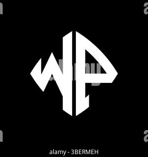 WP Logo initial monogram with geometric modern rectangle rounded style design in isolated background, minimalist geometric shape style logo. Stock Vector