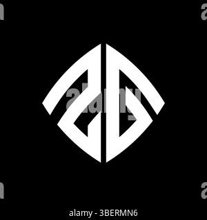 ZG Logo initial monogram with geometric modern rectangle rounded style design in isolated background, minimalist geometric shape style logo. Stock Vector