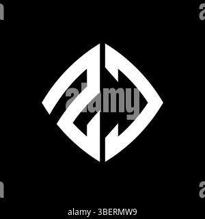 ZC Logo initial monogram with geometric modern rectangle rounded style design in isolated background, minimalist geometric shape style logo. Stock Vector