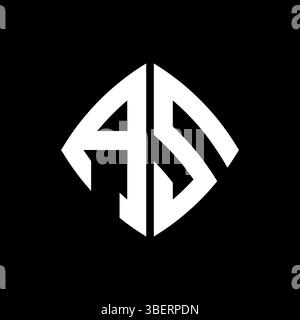 AS Logo initial monogram with geometric modern rectangle rounded style design in isolated background, minimalist geometric shape style logo. Stock Vector