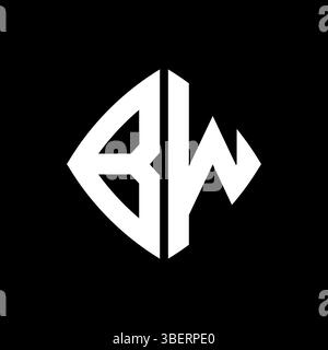 BW Logo initial monogram with geometric modern rectangle rounded style design in isolated background, minimalist geometric shape style logo. Stock Vector