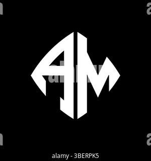 AM Logo initial monogram with geometric modern rectangle rounded style design in isolated background, minimalist geometric shape style logo. Stock Vector