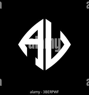 AU Logo initial monogram with geometric modern rectangle rounded style design in isolated background, minimalist geometric shape style logo. Stock Vector