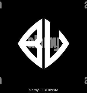 BU Logo initial monogram with geometric modern rectangle rounded style design in isolated background, minimalist geometric shape style logo. Stock Vector