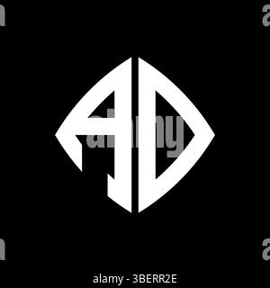 AD Logo initial monogram with geometric modern rectangle rounded style design in isolated background, minimalist geometric shape style logo. Stock Vector