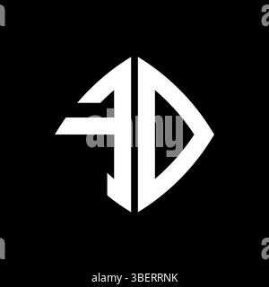FD Logo initial monogram with geometric modern rectangle rounded style design in isolated background, minimalist geometric shape style logo. Stock Vector