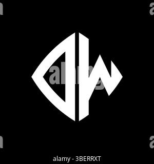 DW Logo initial monogram with geometric modern rectangle rounded style design in isolated background, minimalist geometric shape style logo. Stock Vector