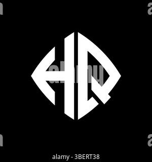 HQ Logo initial monogram with geometric modern rectangle rounded style design in isolated background, minimalist geometric shape style logo. Stock Vector