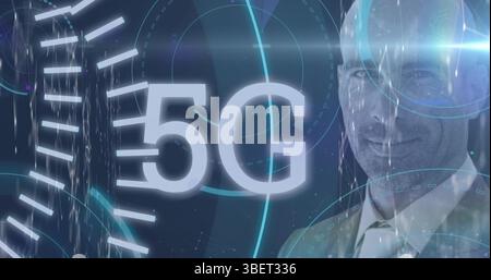 Image of rotating human brain over data processing Stock Photo