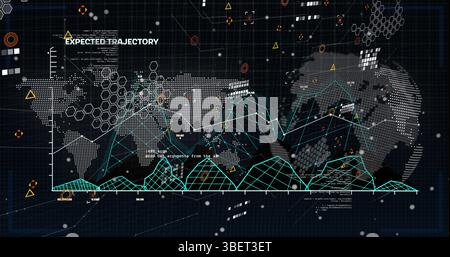 Image of data processing over black background Stock Photo