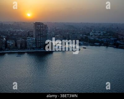 Sunset over Cairo and the Nile River Stock Photo