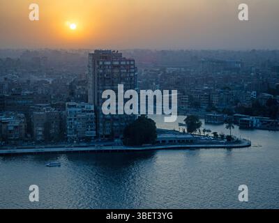 Sunset over Cairo and the Nile River Stock Photo