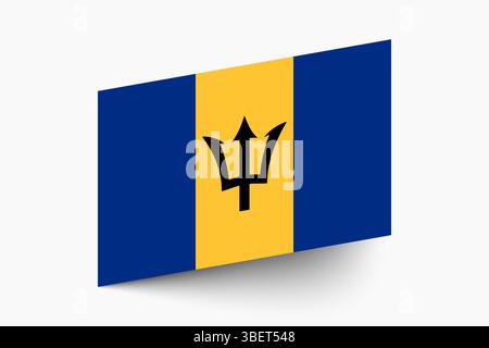 Flag of Barbados. Barbados flag official colors tilted icon digital vector illustration design. Stock Vector