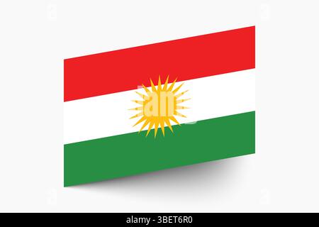 Flag of Iraqi Kurdistan. Iraqi Kurdistan flag official colors tilted icon digital vector illustration design. Stock Vector