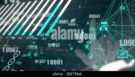 Image of data processing over black background Stock Photo