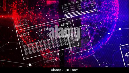 Image of data processing and network of connections over dark background Stock Photo