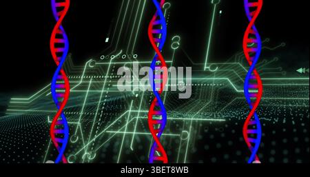 Image of medical data processing over dark background Stock Photo