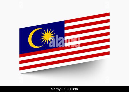 Flag of Malaysia. Malaysia flag official colors tilted icon digital vector illustration design. Stock Vector