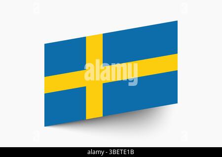Flag of Sweden. Sweden flag official colors tilted icon digital vector illustration design. Stock Vector