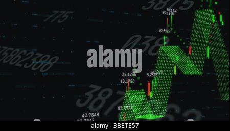 Image of numbers and graphs over black background Stock Photo