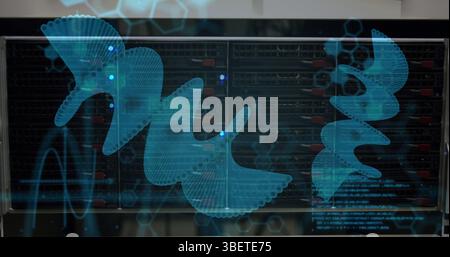 Image of medical data processing over dark background Stock Photo