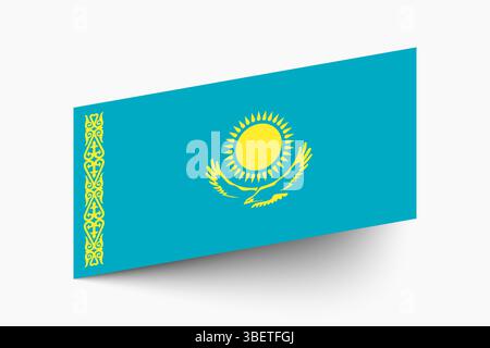 Flag of Kazakhstan. Kazakhstan flag official colors tilted icon digital vector illustration design. Stock Vector