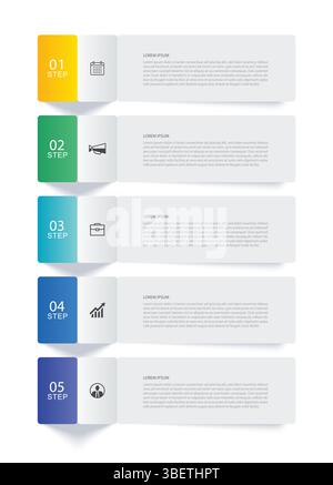 5 data infographics tab paper index template. Illustration abstract background. Stock Vector