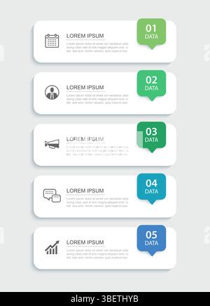 5 data infographics tab paper index template. Illustration abstract background. Stock Vector