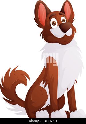 sitting dog looking up illustration vector isolated on white background ...
