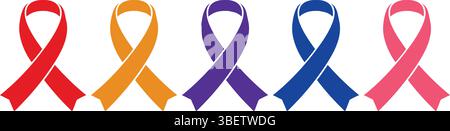 Cancer Awareness Ribbons for Multiple Causes Stock Vector
