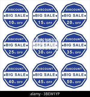 Big sale discount offer banners set, colorful promotion templates, best deal and special offer design on white background, editable vector file. Stock Vector