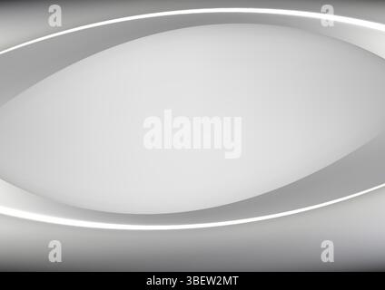 Minimalist abstract background featuring smooth curved white and gray shapes with glowing edges, creating depth and modern elegance perfect for design Stock Vector
