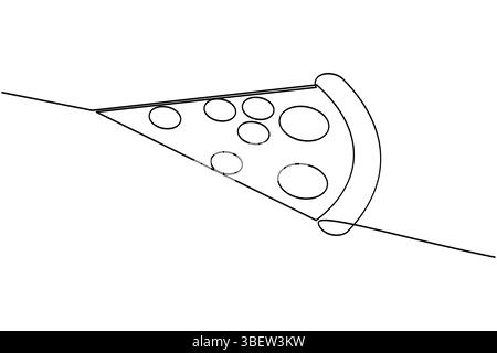 Pizza slice continuous single line drawing isolated on white background Stock Vector
