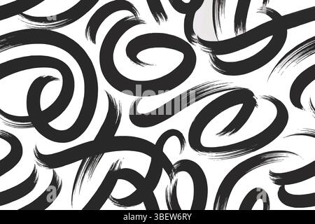 Abstract black line scribbles in random circular brush style for backgrounds or textures Stock Vector
