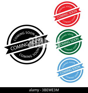 Editable Coming Soon stamp design on isolated white background. Ideal for social media, marketing, website announcements, and promotions. Stock Vector