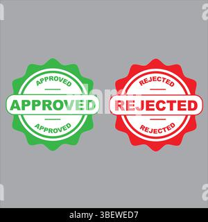 Colorful Approved and Rejected stamp designs on plain white background. Editable vector files for office, business, documents, and digital use. Stock Vector