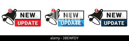 New Update Notification Icons with Alert Bell Badge Stock Vector