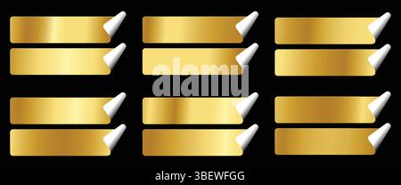 Elegant Gold Rank Badge Elements Gradient Bar Collection Stock Vector