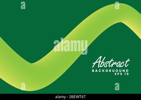 A vibrant green abstract background featuring a flowing fluid line, perfect for modern designs, presentations, and creative projects that need a touch Stock Vector