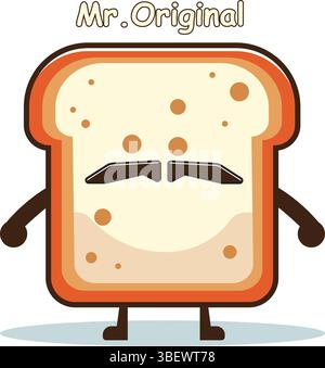 Illustration of funny slice bread character with variation flavor Stock Vector