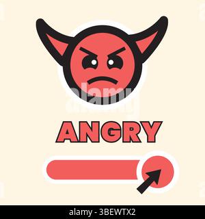 Mood Face Cartoon Angry with Red color, and arrows as pointers. Suitable for game kids Stock Vector
