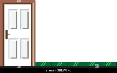 flat illustration of simple close door with copy space area Stock Vector